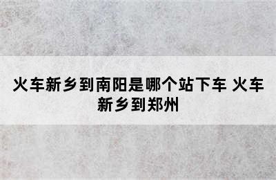 火车新乡到南阳是哪个站下车 火车新乡到郑州